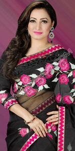 Black  Moslin Saree 