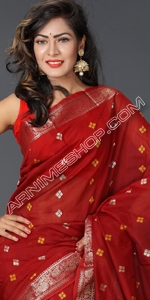 Maroon Half Silk Saree 